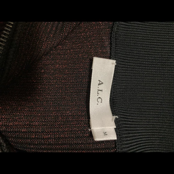 A.L.C. Zipper Front A-Line/Flare Skirt, Metallic Burgundy Thread with Black Trim - Picture 8 of 8